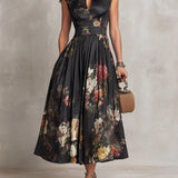 Elsa - Pleated Floral Midi Dress