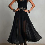 Odetta – Tulle Maxi Dress with Belt
