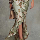 Ritva - Long Floral Satin Dress