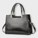 Lora - Glossy Croc-Effect Handbag