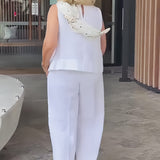 Trinidad | White Shirt and Wide Trousers Set