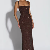 Roosa – Sparkling Square-Neck Maxi Dress