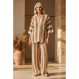Zenaida | Crochet Striped Kimono and Trousers
