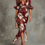 Ritva - Long Floral Satin Dress