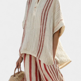Jitka – Red Striped Top and Linen Trousers
