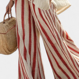 Jitka – Red Striped Top and Linen Trousers
