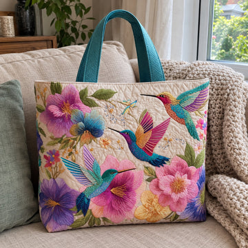 Hummingbird quilted tote bag
