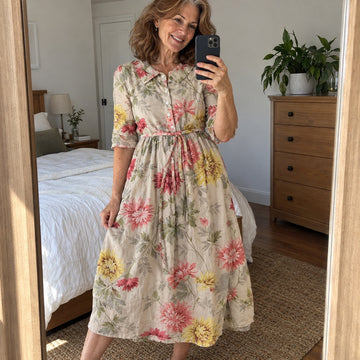 Woman wearing a floral midi dress